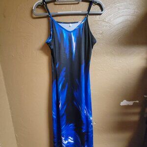 Size Large Midi Spaghetti Strap Blue & Black Dress